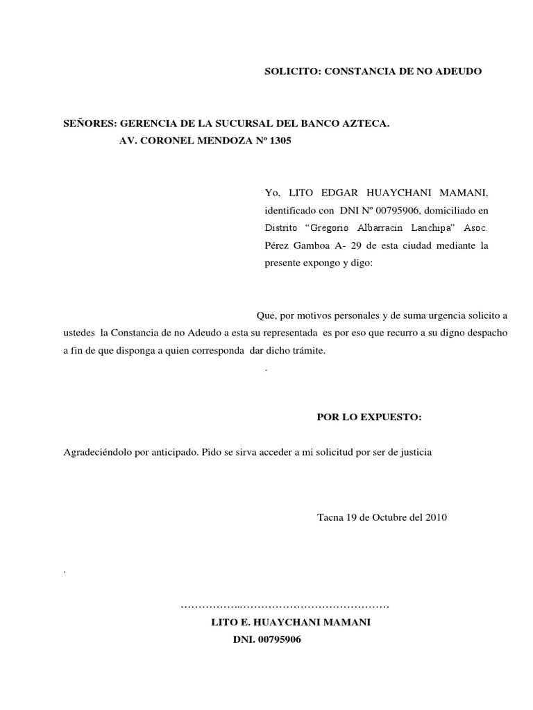 Carta De Solicitud A Gerencia - Soalan be