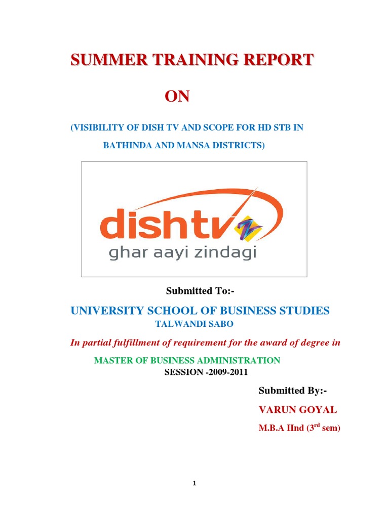 A Project Report On DishTv | PDF | Direct Broadcast Satellite ...