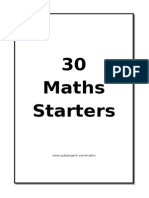 30 Maths Starters PDF