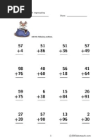 Addition: 2 Digit With Regrouping Name: Date:: Add The Following Problems