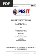 Computer Networks Lab Manual: Vii Semester