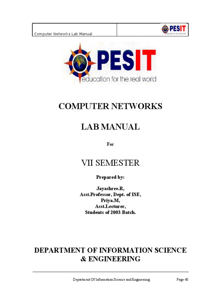 Computer Networks Lab Manual Vii Semester PDF