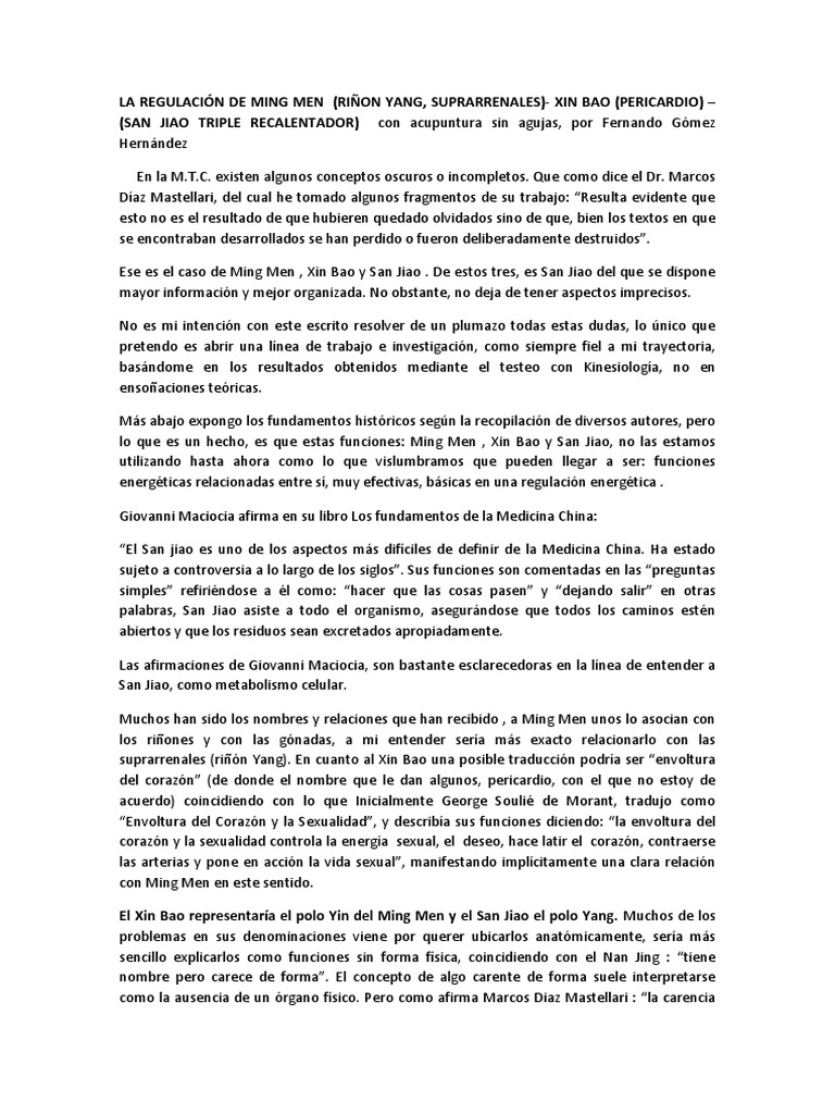 Regulación Energética: Ming Men y San Jiao | PDF | Yin y yang | Nutrientes