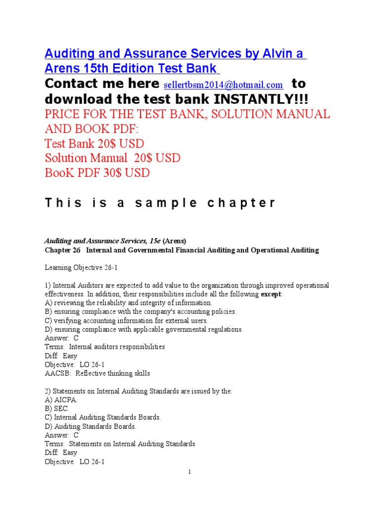 Auditing and Assurance Services 15e TB Chapter 26 | Accounting | Business