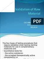 Validation of Raw Material