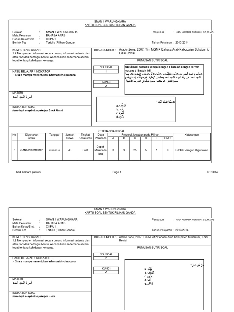 Contoh Soal Hots Bahasa Arab Mi Galeri Siswa