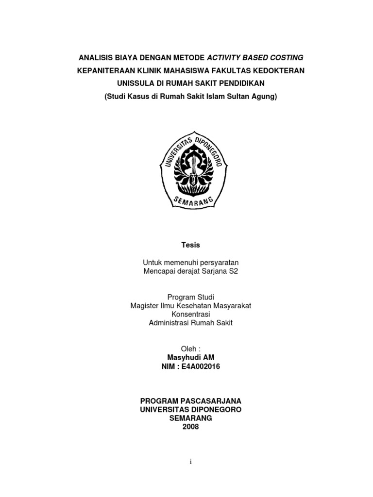 Tesis Unit Cost | PDF | Pengembangan Diri | Kesehatan Holistik