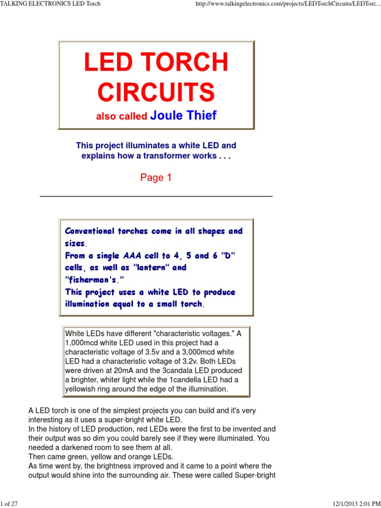 LED Torch Project with Transformer Design | PDF | Inductor | Transformer