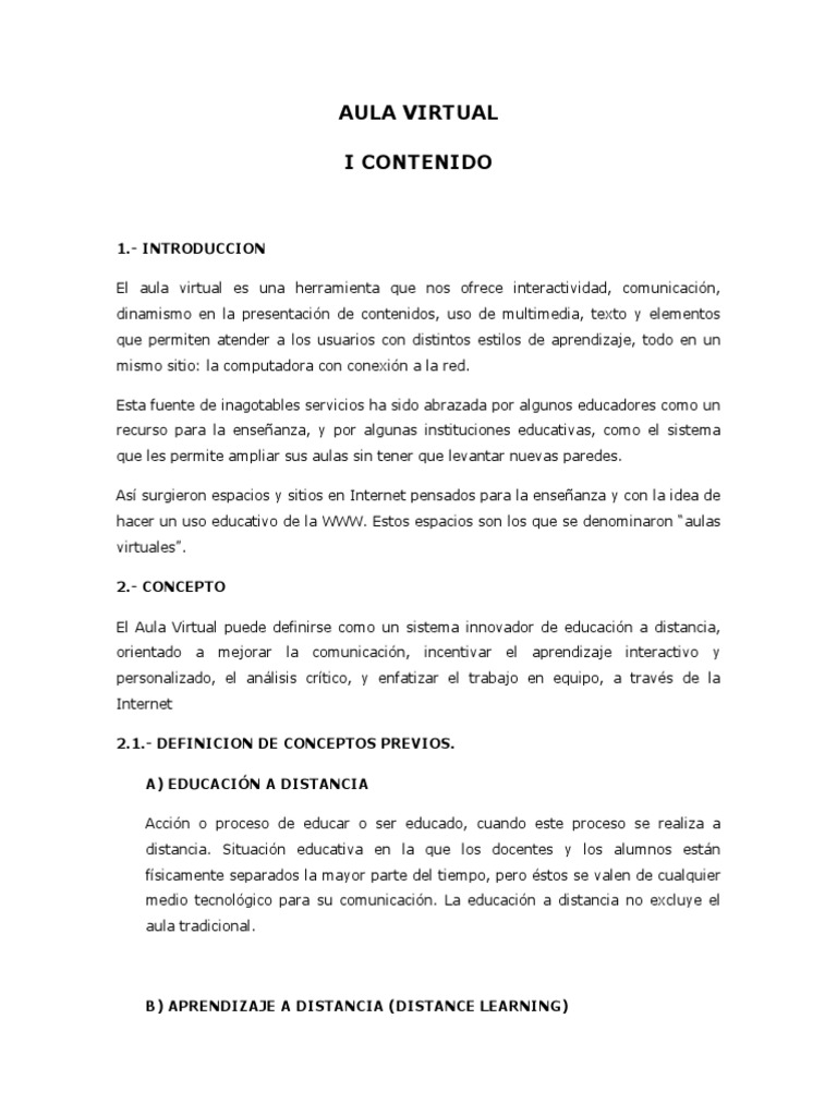 Definición y Usos del Aula Virtual | PDF | Tecnologia Educacional ...