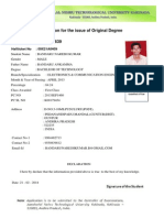Application For The Issue of Original Degree: Hallticket No: 09X21A0409