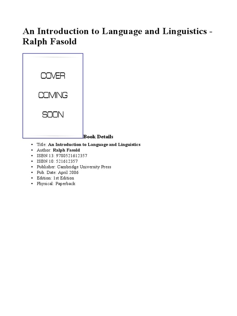 Intro to Language & Linguistics Book | PDF | Language Arts & Discipline