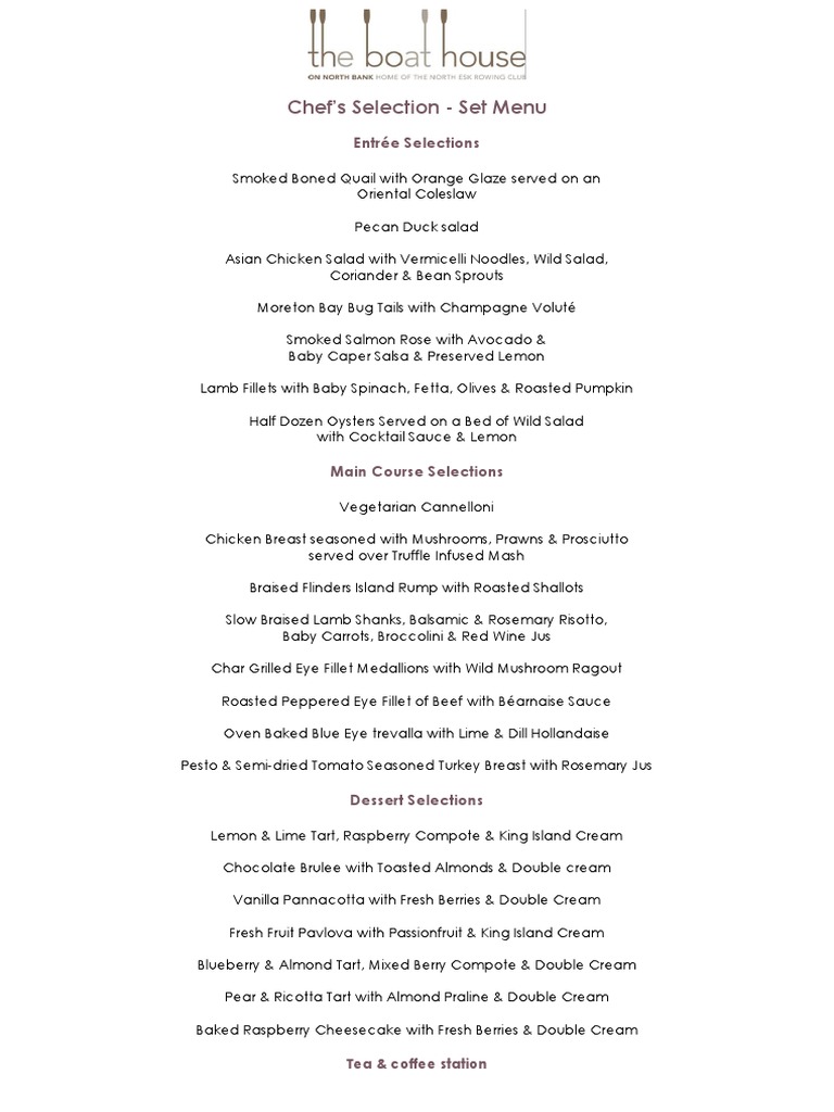 Chefs Selection - Set Menu 2014-2015 | PDF | Wellness