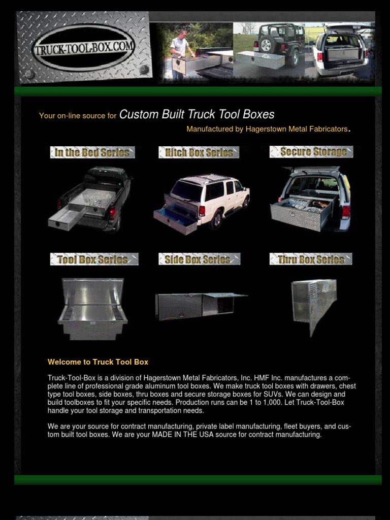 Truck Tool Box Brochure Pickup Truck Truck