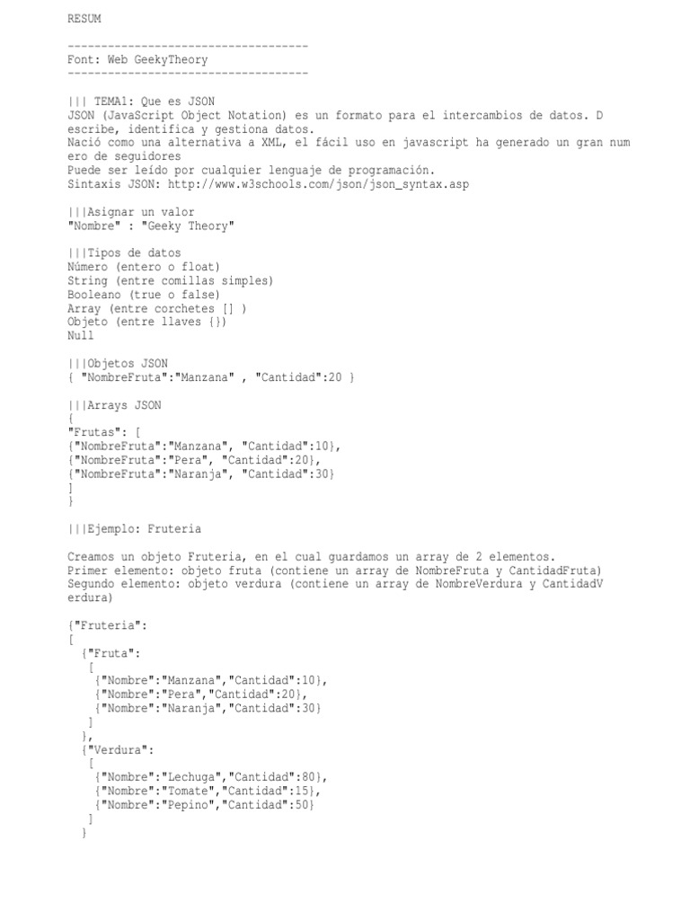 Introducción a JSON y PHP | PDF | Comillas | Json