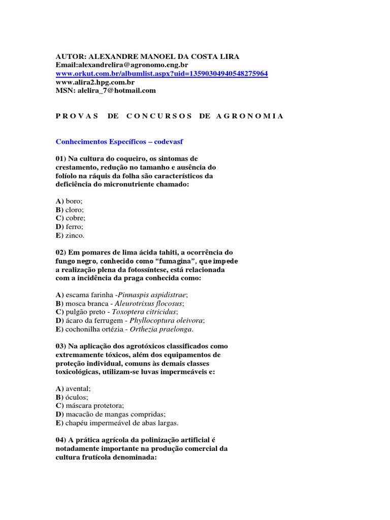 Provas De Concursos De Agronomia