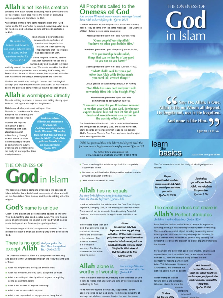 05 Pamphlet - Oneness of God (Tawheed) | PDF | Tawhid | God In Islam