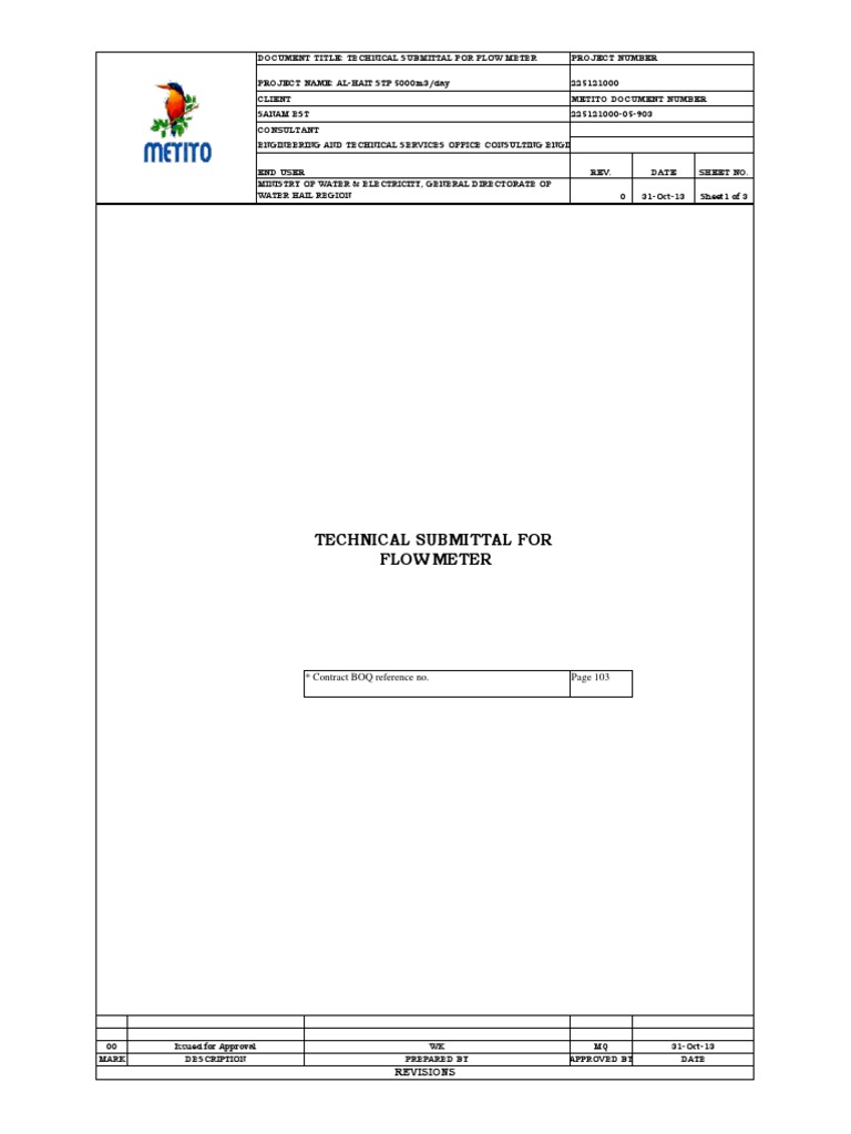 Technical Submittal: Flow Meter Data | PDF | Flow Measurement | Calibration