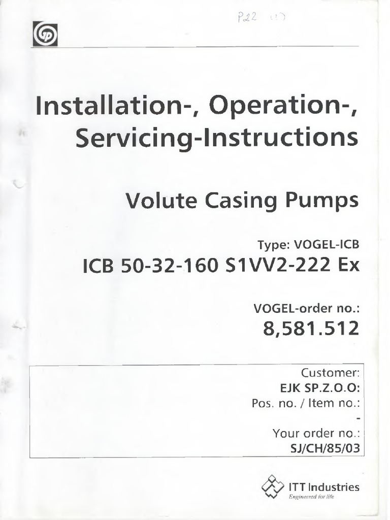 Volute Casing Pumps Installation Operation Servicing2 | PDF | Pump | Valve