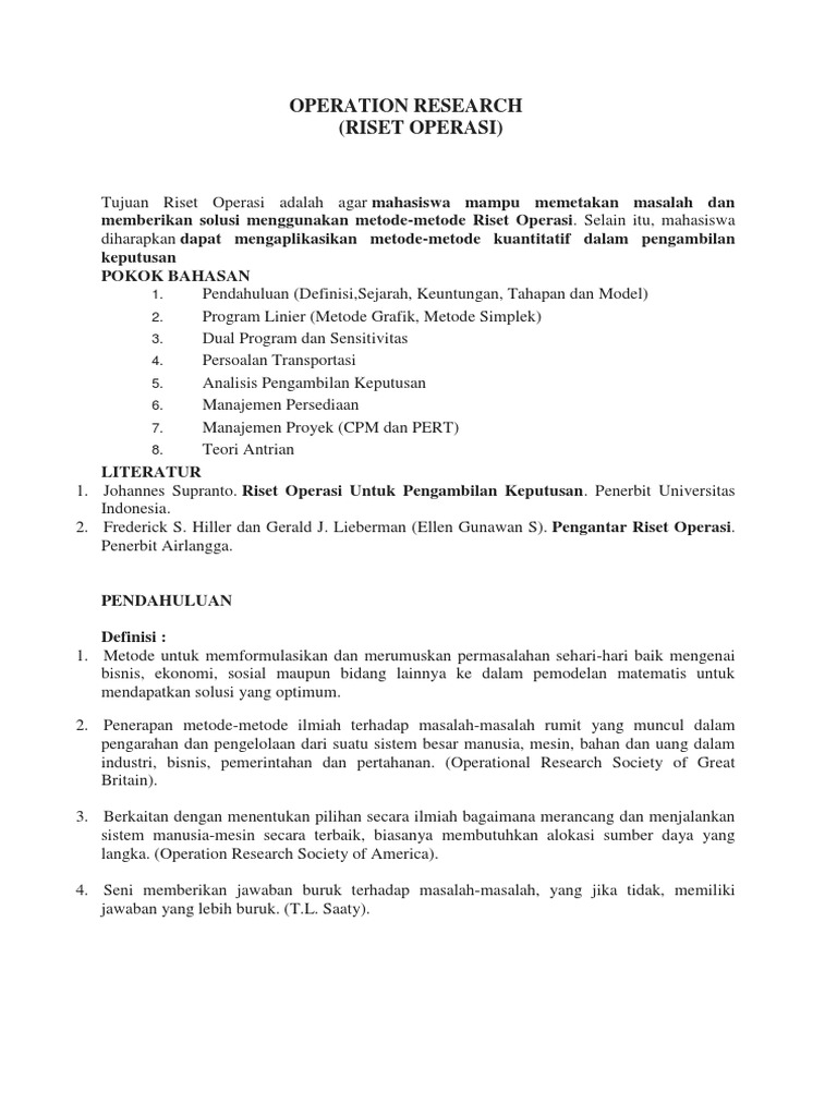 Operation Research | PDF | Bisnis | Seni