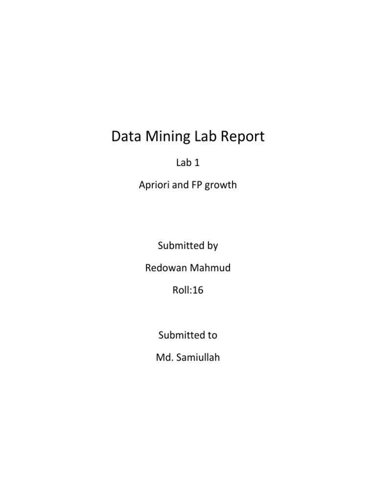Data Mining Lab Report Data Management Algorithms And Data Structures