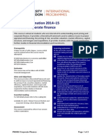 Course Information 2014-15 FN3092 Corporate Finance: Prerequisite