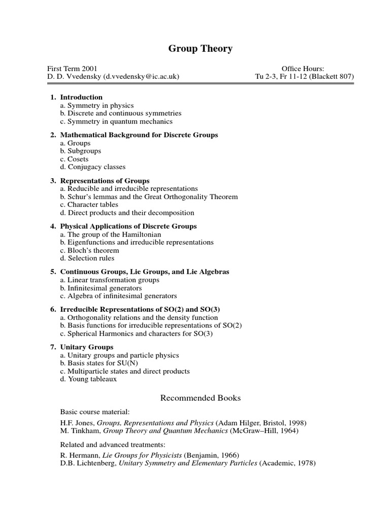 Understanding Group Theory in Physics | PDF