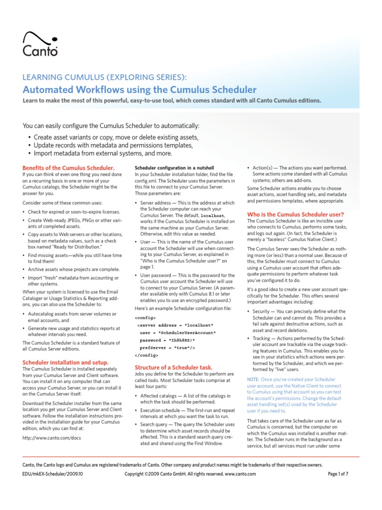 Automated Workflows Using The Cumulus Scheduler | PDF | Backup | Metadata