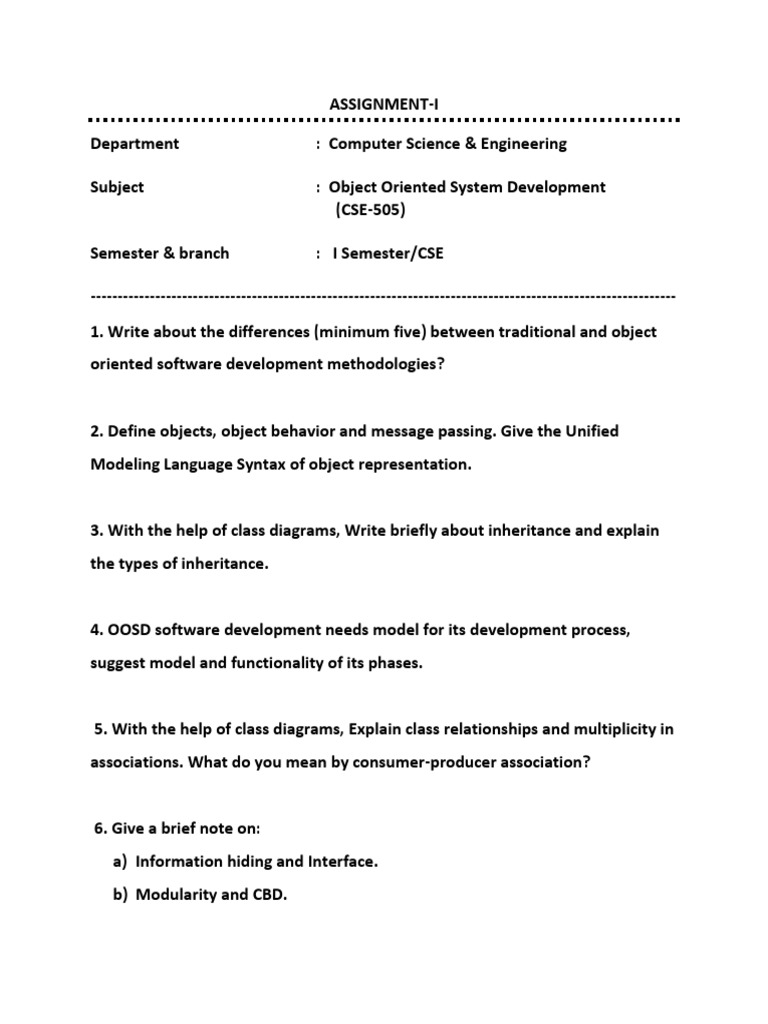 Object-Oriented System Development Assignment | PDF | Computers ...