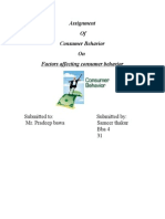 Assignment of Consumer Behavior On Factors Affecting Consumer Behavior