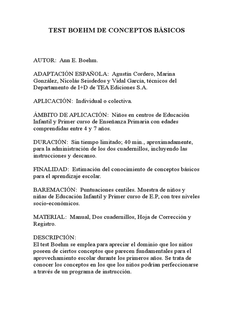 Boehm test gema pdf jard n de infancia ciencia cognitiva