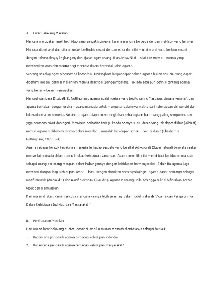 Peran Agama Dalam Kehidupan Sehari Hari