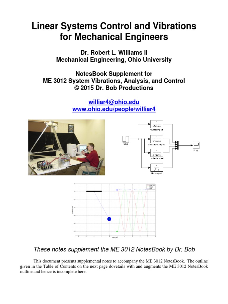 Linear Systems Control of Vibration | PDF | Control Theory ...