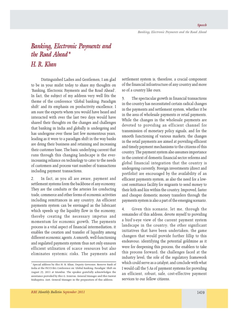 Electronic Payment System Rbi PDF Debit Card Near Field Communication