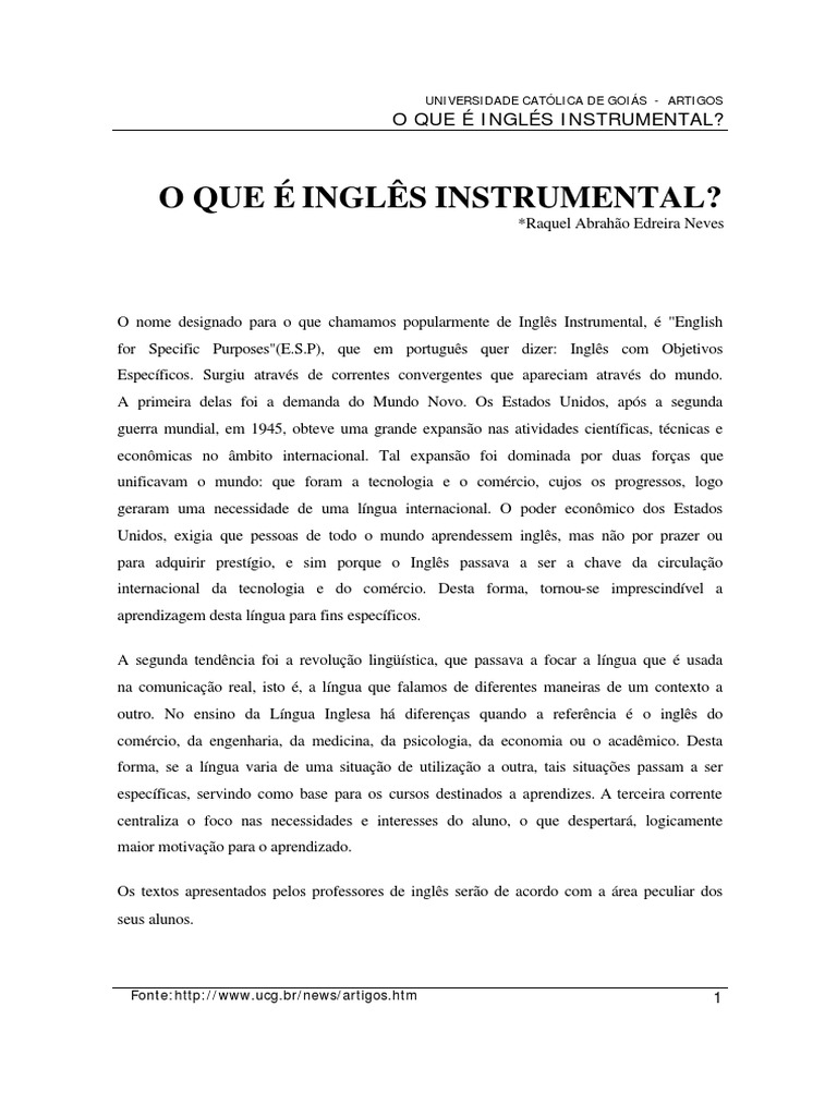 O Que é Inglês Instrumental? | PDF