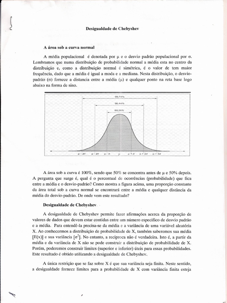 Desigualdade de Chebyshev | PDF | Desvio padrão | Distribuição normal