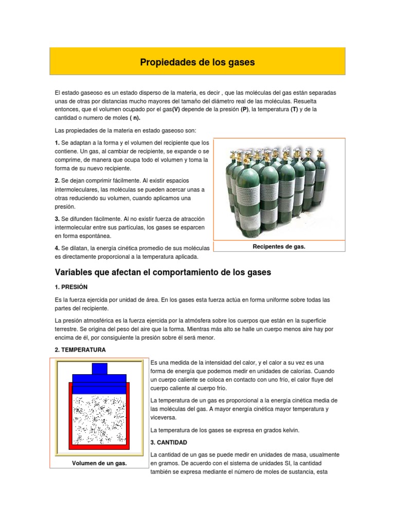 Propiedades y Comportamiento de los Gases | PDF