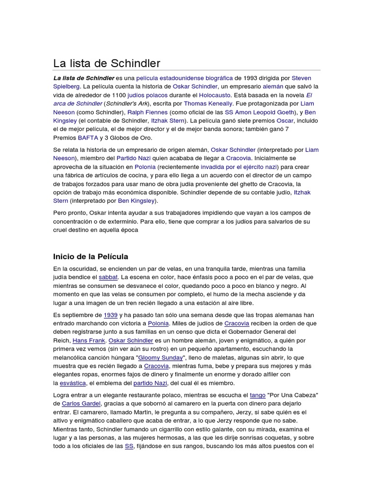 Récompenses Remportées Par La Liste De Schindler La Lista de Schindler