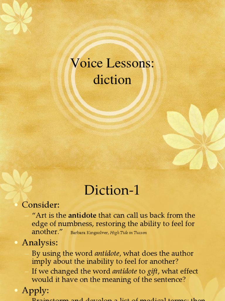 AP Nancy Dean Voice Lessons - Diction | PDF | Predation | Sentence ...