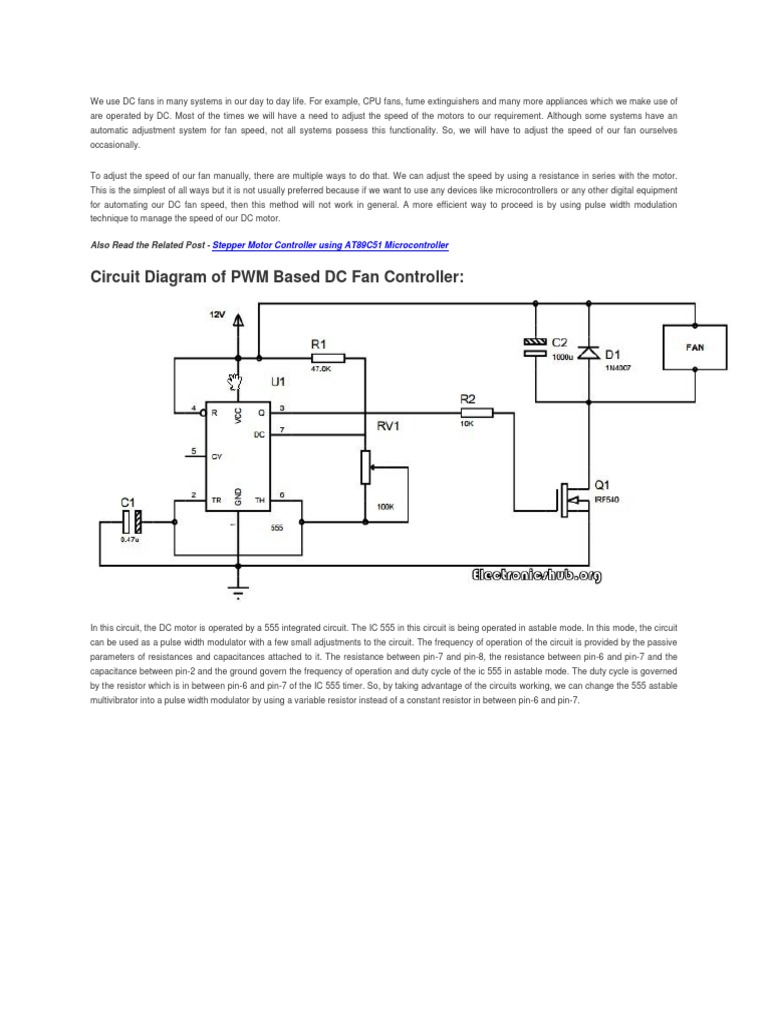 PWM DC Fan Speed Controller Circuit | PDF | Science & Mathematics