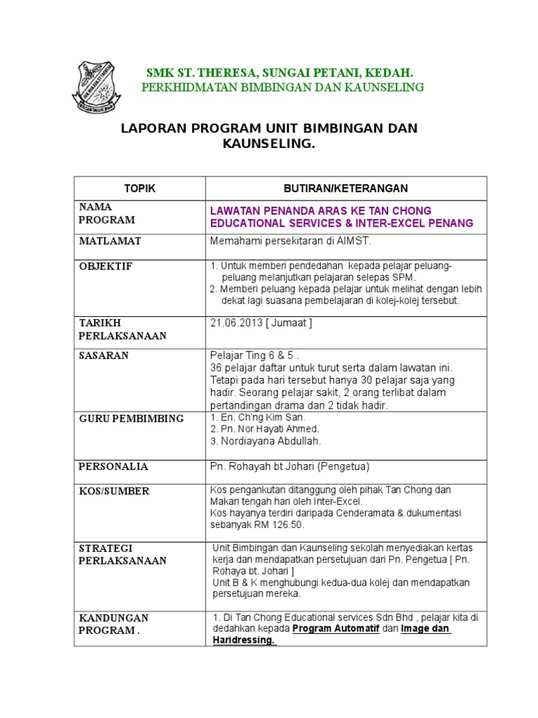 Contoh Laporan Program Motivasi Pmr