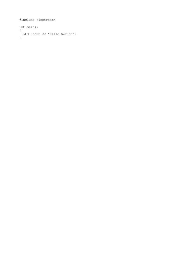 C++ Hello World Example Code | PDF