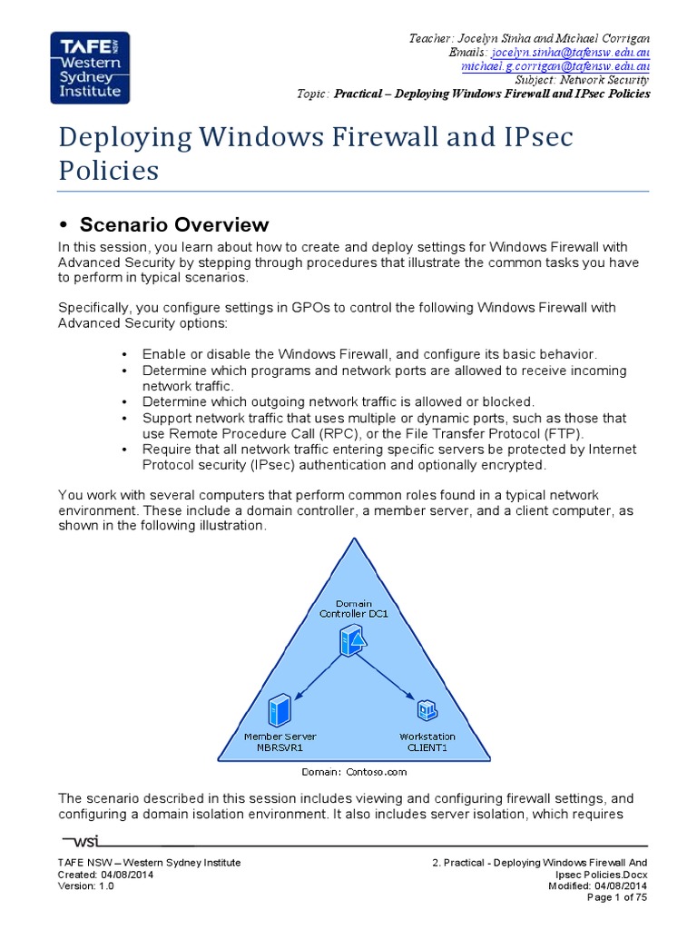 Practical - Deploying Windows Firewall and IPsec Policies | PDF ...