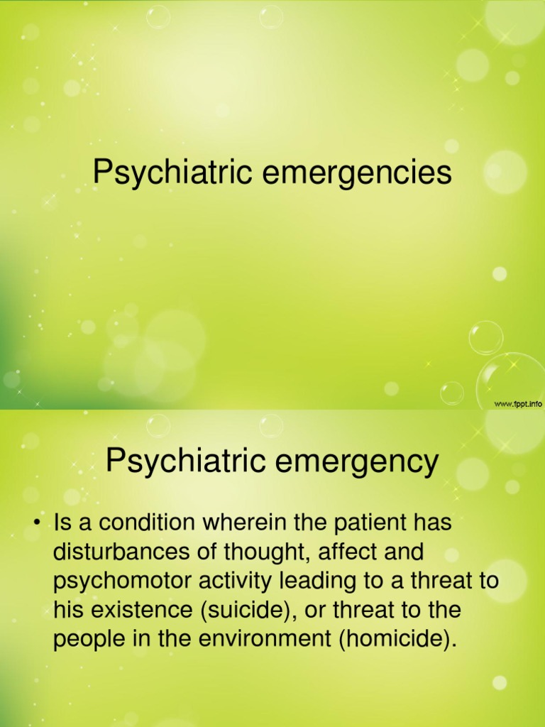 Psychiatric Emergencies PDF Antipsychotic Mental And Behavioural