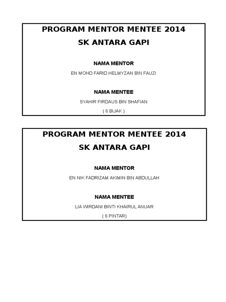 Mentor-Mentee Program 2014 Summary | PDF | Career & Growth