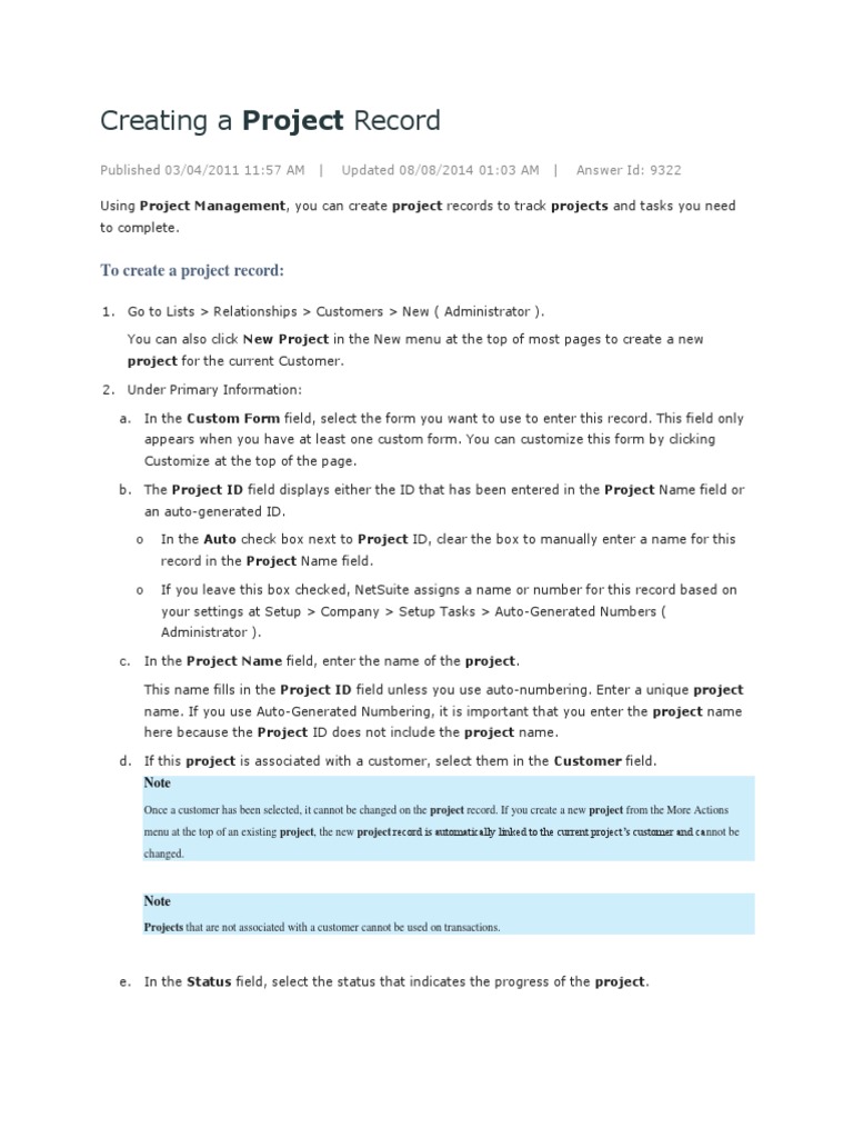 Creating A Project Record In Netsuite Customer Relationship Management Exchange Rate