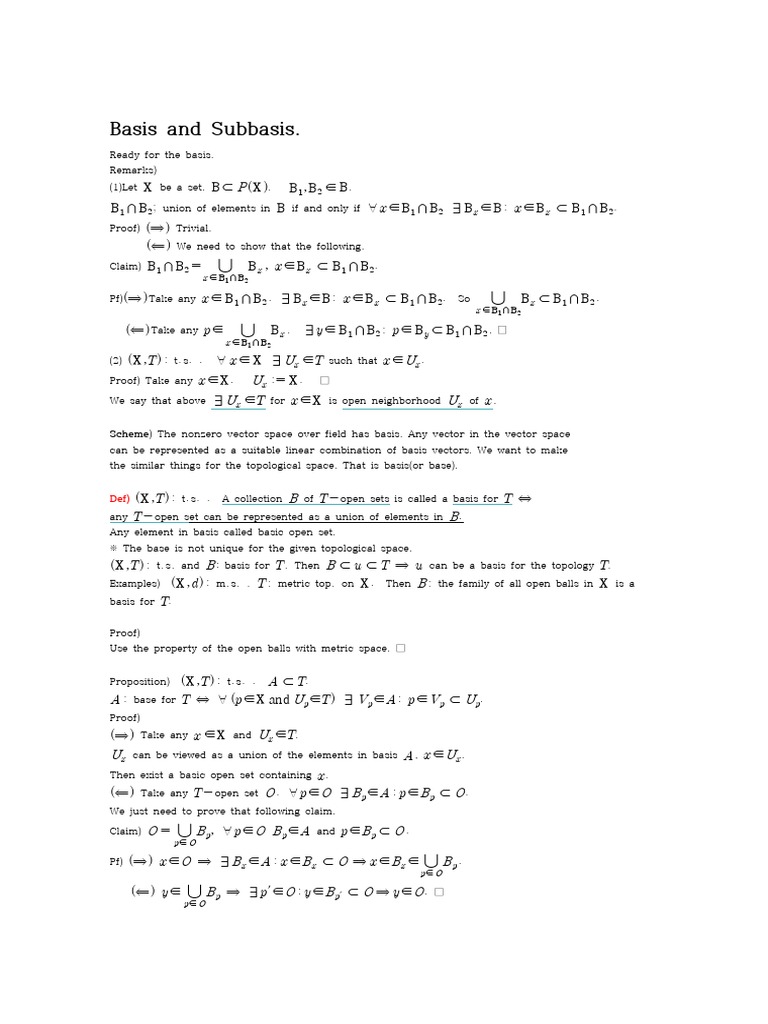 Basis and Subbasis | PDF | Basis (Linear Algebra) | Theorem