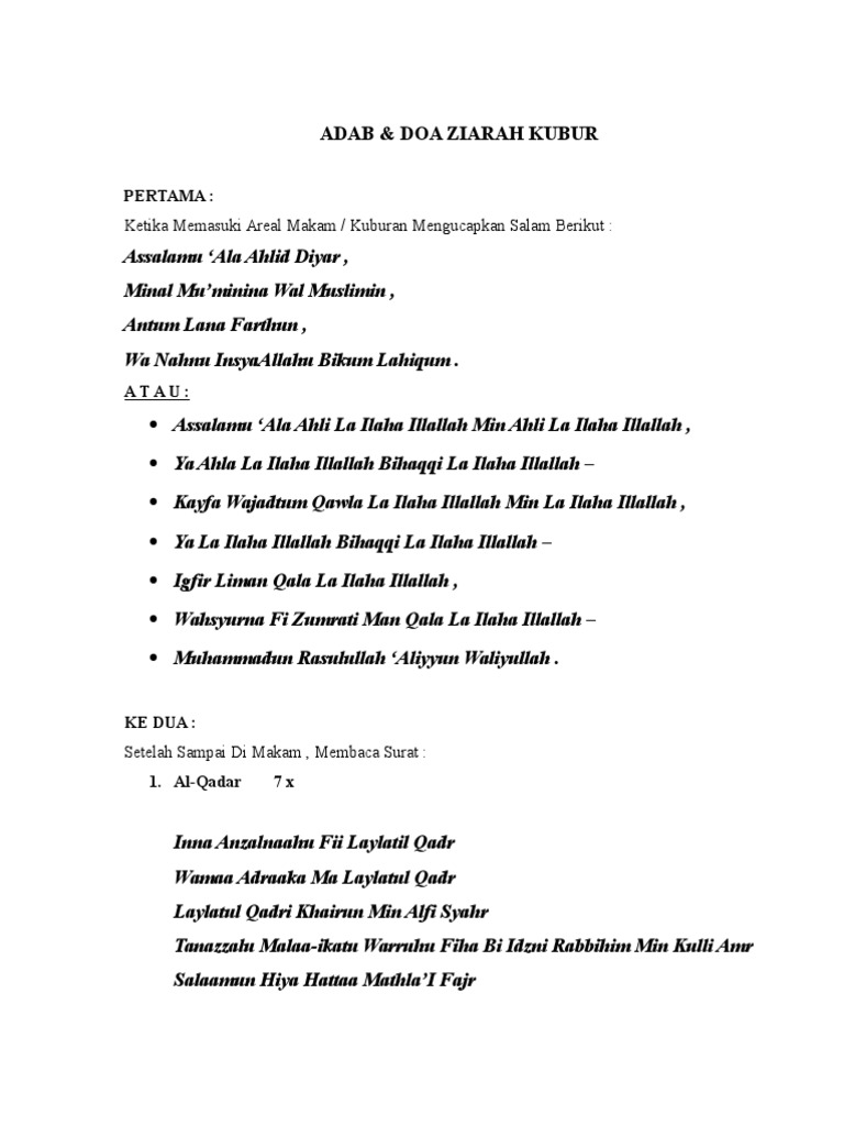 Adab Doa Ziarah Kubur