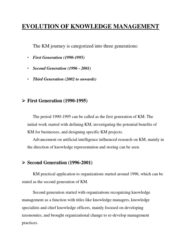Knowledge Management Evolution Overview | PDF | Knowledge Management ...
