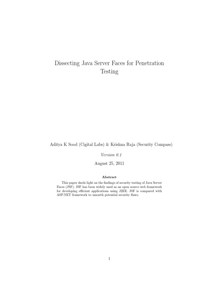 JSF Security Testing Insights | PDF | Java Server Faces | Java ...