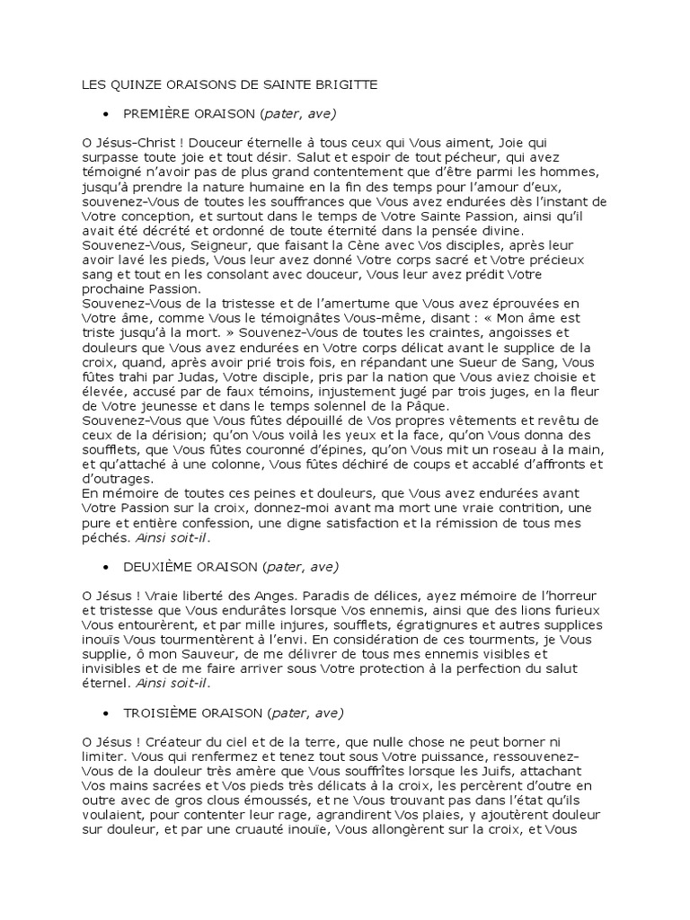 Les 15 Oraisons De Sainte Brigitte Pdf Les Quinze Oraisons de Sainte Brigitte PDF | PDF | Amour | Âme